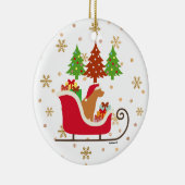 Fox Red Labrador Silhouette kerstkledij Keramisch Ornament (Rechts)