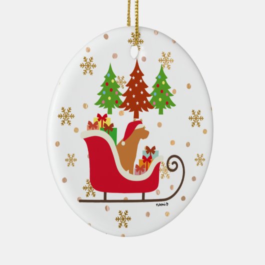 Fox Red Labrador Silhouette kerstkledij Keramisch Ornament (Rechts)