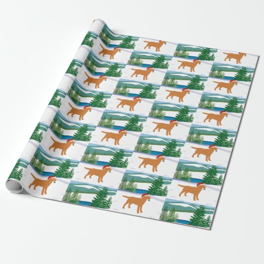Fox Red Labrador Uitzicht met kerstwinter Cadeaupapier (Uitgerold)