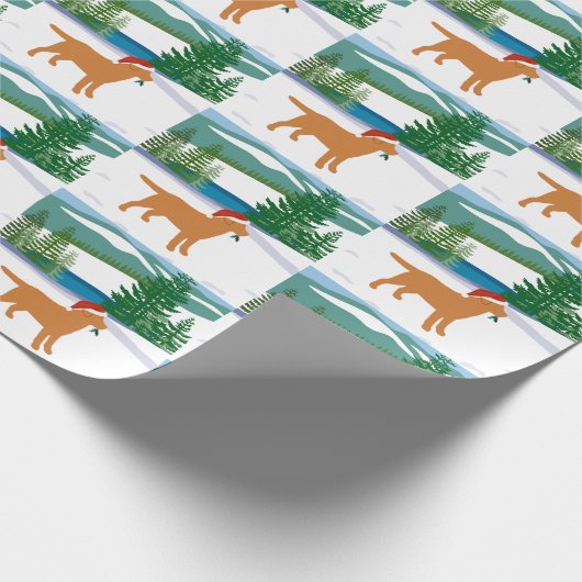 Fox Red Labrador Uitzicht met kerstwinter Cadeaupapier (Hoek)