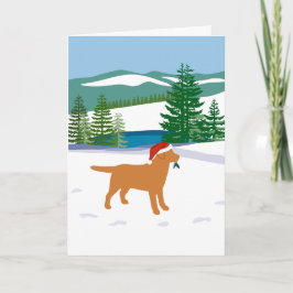 Fox Red Labrador Uitzicht met kerstwinter Feestdagen Kaart