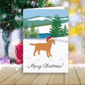 Fox Red Labrador Uitzicht met kerstwinter Feestdagen Kaart