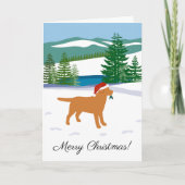 Fox Red Labrador Uitzicht met kerstwinter Feestdagen Kaart (Voorkant)