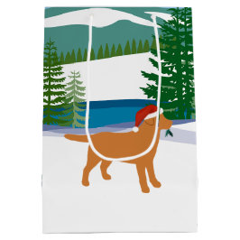 Fox Red Labrador Uitzicht met kerstwinter Medium Cadeauzakje