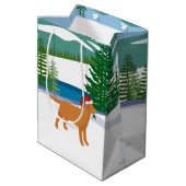 Fox Red Labrador Uitzicht met kerstwinter Medium Cadeauzakje (Achterkant Gekanteld)