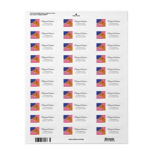 Fox Red Labrador US Flag Retouradres Etiket (Full Sheet)