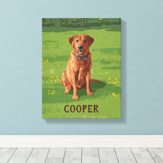 Fox Red Yellow Labrador Retriever Dog Canvas Afdruk (Insitu (Houten vloer))