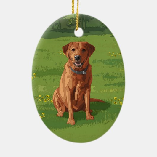 Fox Red Yellow Labrador Retriever Dog Keramisch Ornament (Achterkant)