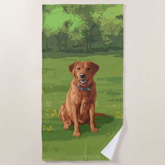 Fox Red Yellow Labrador Retriever Dog Strandlaken (Voorkant)