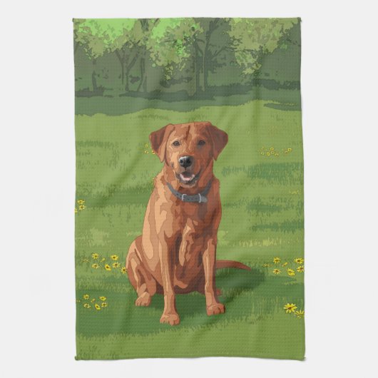 Fox Red Yellow Labrador Retriever Dog Theedoek (Verticaal)