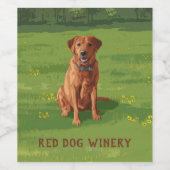 Fox Red Yellow Labrador Retriever Dog Wijn Etiket (Enkel label)