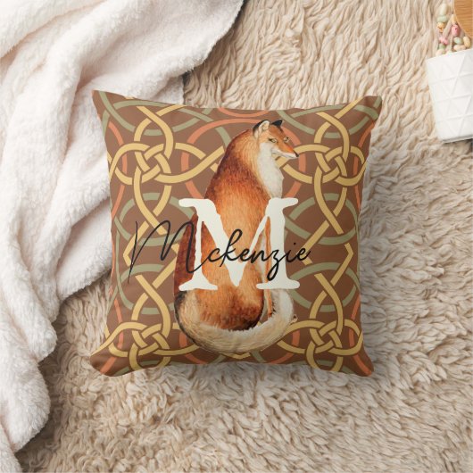  Fox Retro Brown Tan Geometric Pattern Kussen (Deken)