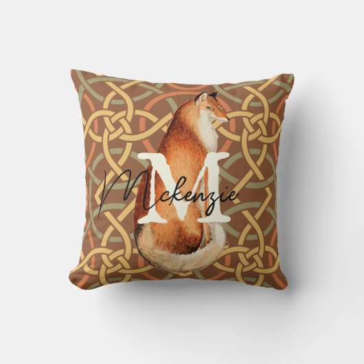 Fox Retro Brown Tan Geometric Pattern Kussen (Voorkant)