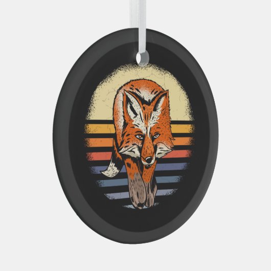 Fox Retro  Glas Ornament (Voorkant Rechts)