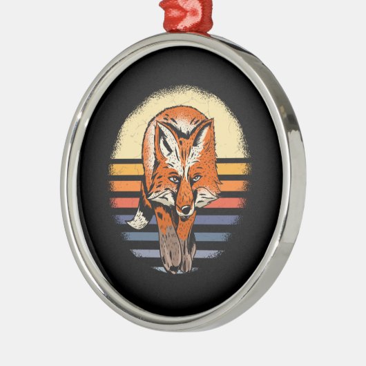 Fox Retro  Metalen Ornament (Links)