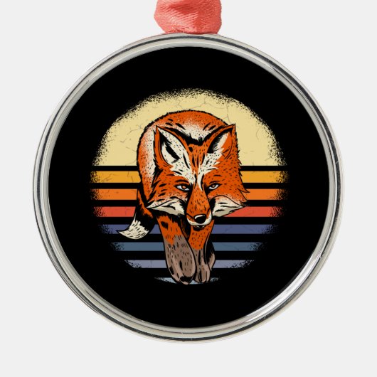 Fox Retro  Metalen Ornament (Voorkant)