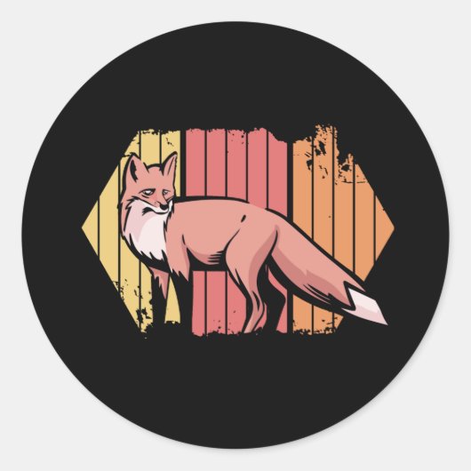 Fox Retro  Ronde Sticker (Voorkant)