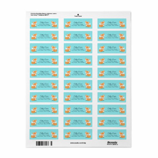 Fox Return Address Labels (Full Sheet)