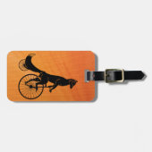 Fox Riding a Bicycle Silhouette in Black Bagagelabel (Voorkant horizontaal)