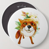 Fox Rozen. Waterverf Ronde Button 6,0 Cm (Voorkant /achterkant)