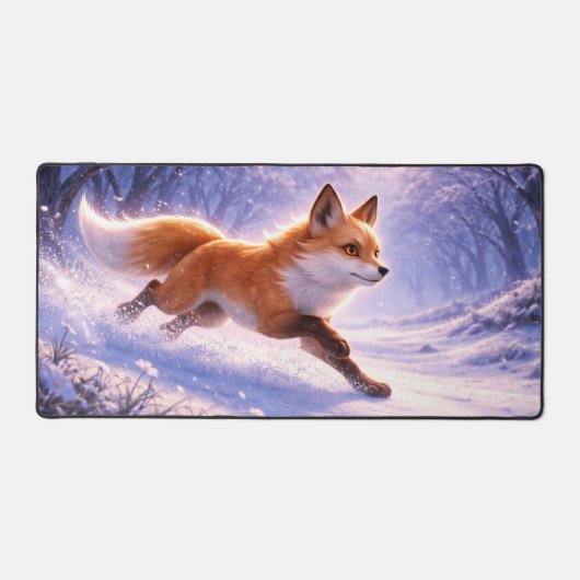 Fox Running in Winter Snow Bureaumat (Voorkant)