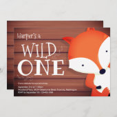 Fox Rustic Wood Wilde Een eerste verjaardag Kaart (Voorkant / Achterkant)