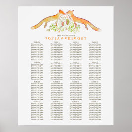 Fox Rustic Woodland Wedding Seating Chart Poster