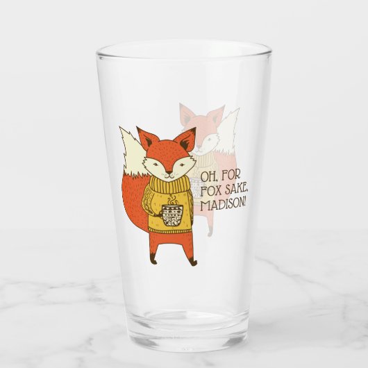 Fox Sake, aangepast tekstglas Glas (Achterkant)