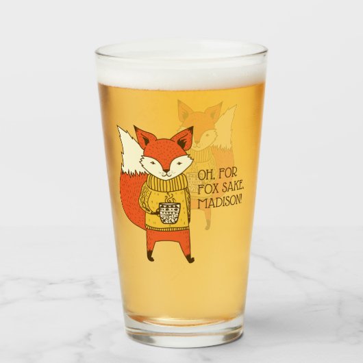 Fox Sake, aangepast tekstglas Glas (Achterkant gevuld)