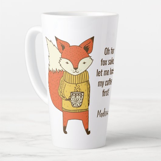 Fox Sake, aangepaste naam en tekstlatte mok (Linkerhoek)