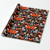 Fox Scandinavian Folk Art Tablecloth Cadeaupapier (Uitgerold)
