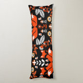 Fox Scandinavian Folk Art Tablecloth Lichaamskussen (Achterkant (Verticaal))