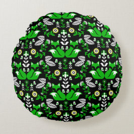 Fox Scandinavian Folk Art Tablecloth Rond Kussen