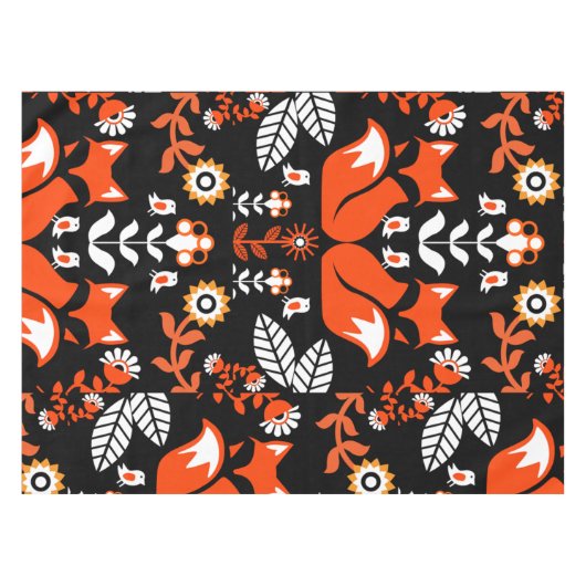 Fox Scandinavian Folk Art Tablecloth Tafelkleed (Voorkant (Horizontaal))