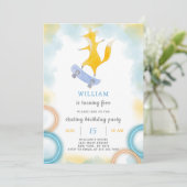 Fox Schaatsen Verjaardag uitnodiging (Staand voorkant)