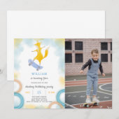 Fox schaatsen verjaardag uitnodiging met foto (Voorkant / Achterkant)