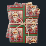 Fox Schattige Christmas Naam toevoegen Floral Inpakpapier Vel<br><div class="desc">Fox Schattige Christmas Naam toevoegen Floral</div>