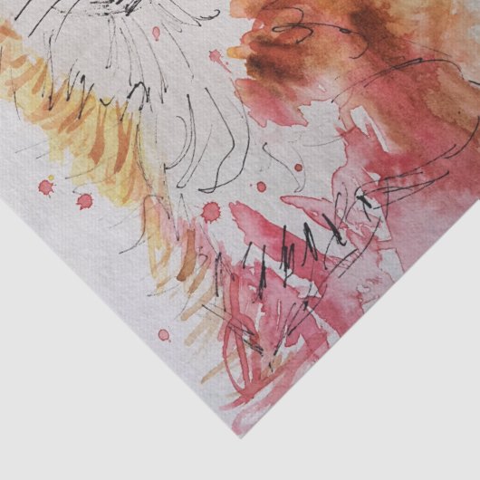 Fox Schattige Rode Waterverf Schilderij Kunstweefs Tissuepapier (Detail)