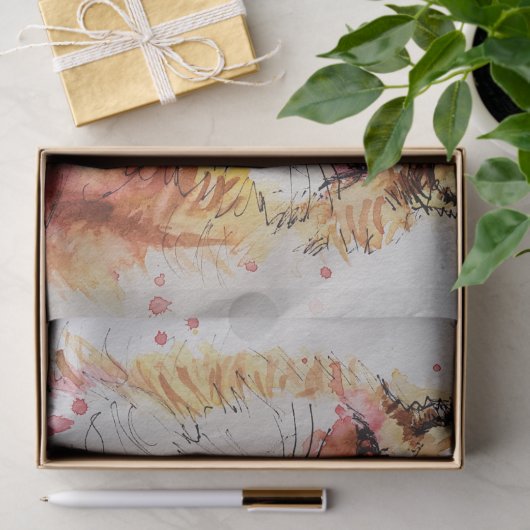 Fox Schattige Rode Waterverf Schilderij Kunstweefs Tissuepapier (Geschenk)