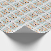 Fox Schattigee Baby pastel Waterverf Patroon Cadeaupapier (Hoek)