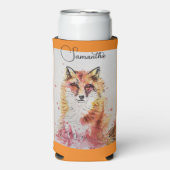 Fox Schattigee Rode Waterverf Schilderij Art Coole Seltzer Blikjeskoeler (Seltzer Voorkant)