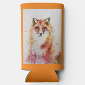 Fox Schattigee Rode Waterverf Schilderij Art Coole Seltzer Blikjeskoeler (Achterkant)