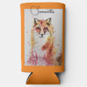 Fox Schattigee Rode Waterverf Schilderij Art Coole Seltzer Blikjeskoeler (Voorkant)