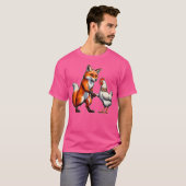 Fox schudt de hand van de kippenvriendschap van Fo T-shirt (Voorkant volledig)
