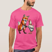Fox schudt de hand van de kippenvriendschap van Fo T-shirt (Voorkant)
