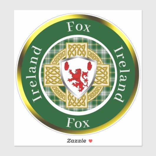 Fox Shield en Celtic Cross gepersonaliseerd Sticker (Vel)