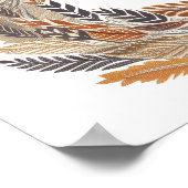 Fox Silhouet met Gedetailleerde Bladpatronen Poster (Hoek)