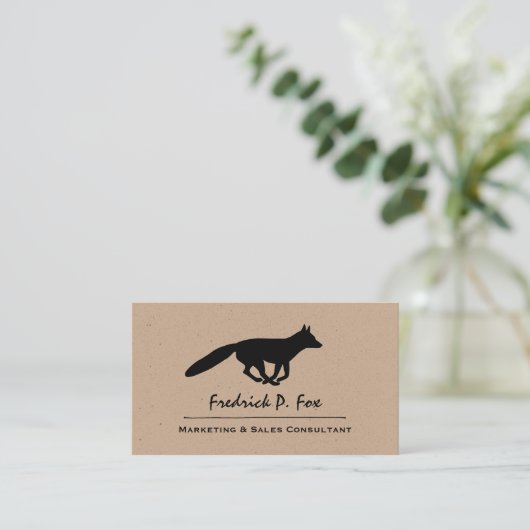 Fox Silhouette draaien | Wilddieren Visitekaartje (Staand voorkant)