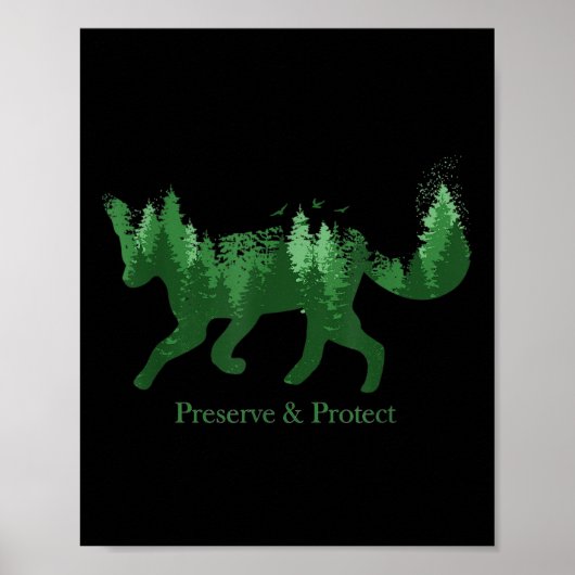 Fox Silhouette Preserve &versterker; Bescherm omge Poster (Voorkant)