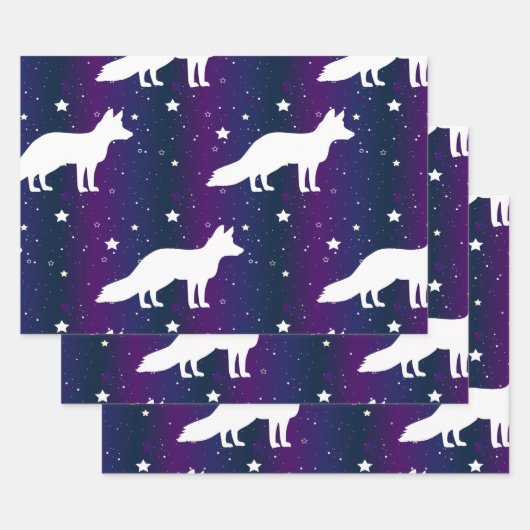 Fox Silhouette Sterrennacht Galaxy Lover universum Inpakpapier Vel (Set)